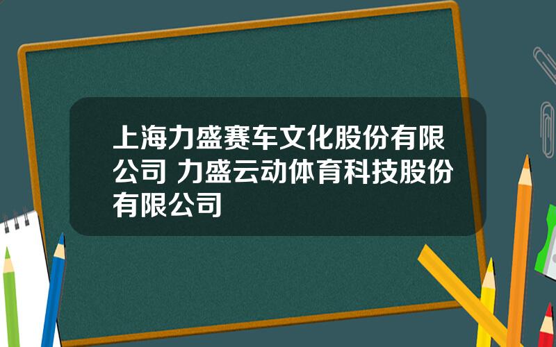 上海力盛赛车文化股份有限公司 力盛云动体育科技股份有限公司